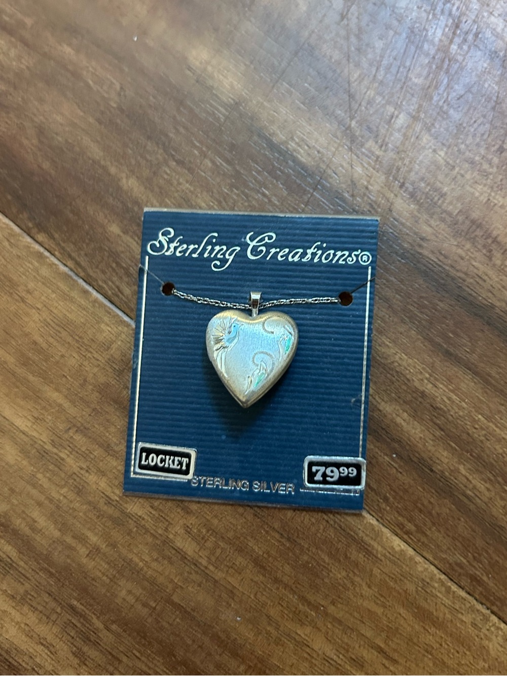 Vintage VTG Sterling Silver Bird Engraved Heart Locket Necklace 18” NEW
